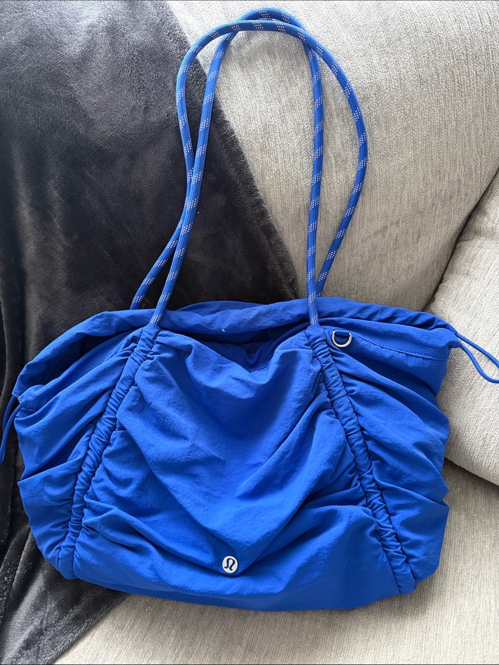 Lululemon Royal Blue Ruched Drawstring Tote
